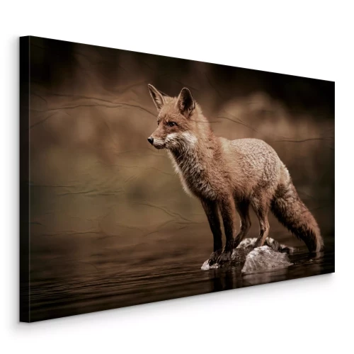 Canvas Een eenzame vos tussen de wateren