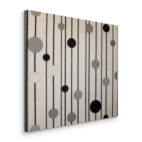 Canvas Rangschikking van cirkels op zwarte strepen