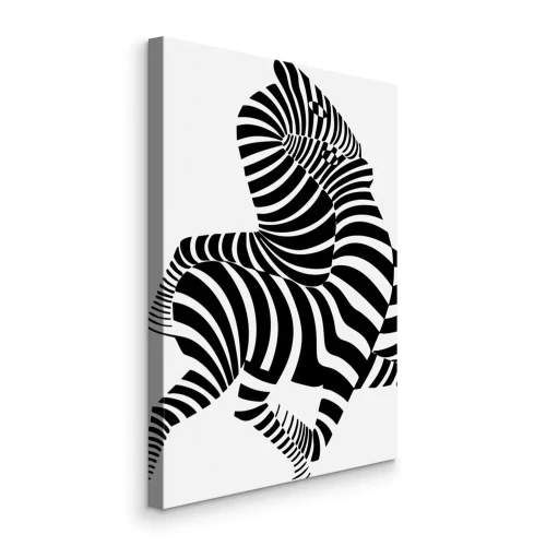 Canvas Zebra in geometrische ritmes van illusie