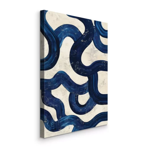 Canvas Dynamische blauwe strepen in de ruimte