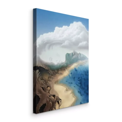 Canvas Zeegezicht met menselijke gezichten