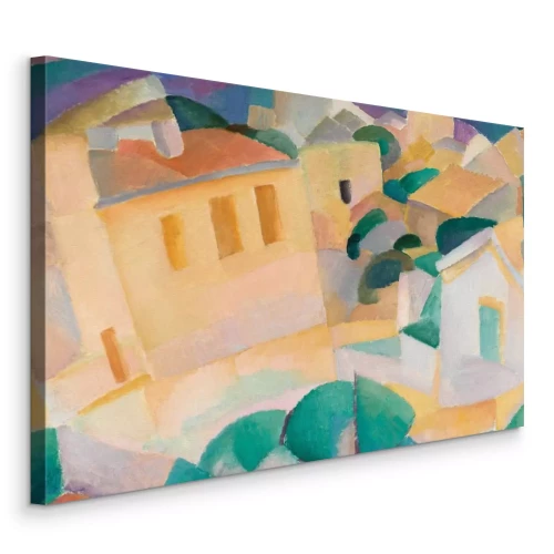 Canvas Pittoreske straten en gebouwen met vormen