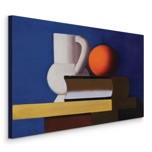 Canvas Stilleven met fruit op boeken