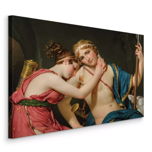 Canvas Een meisje genesteld tegen een jonge krijger