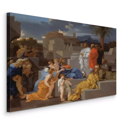 Canvas Mensen in een oude stad met palmbomen