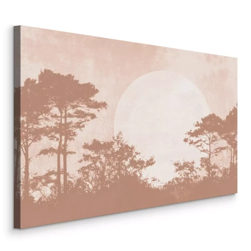 Canvas Mysterieuze boomscène onder de volle maan