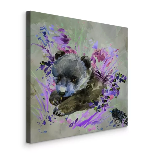 Canvas Roze aquarel van een beer