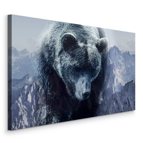 Canvas Bruine beer tegen de achtergrond van bergrotsen