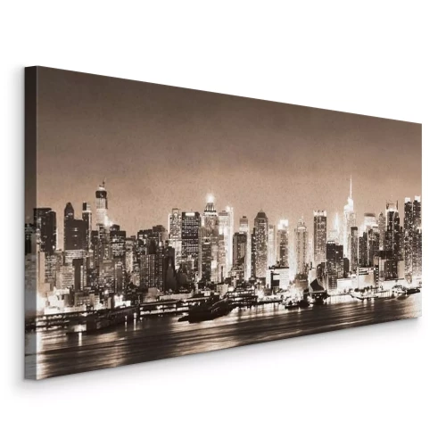 Canvas Een magisch panorama van de metropool verlicht in de nacht