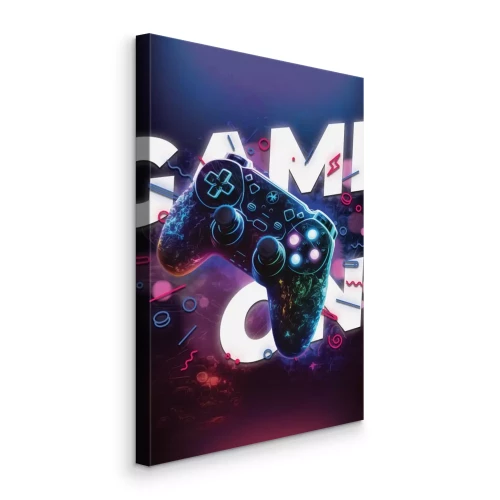 Canvas Moderne gamecontroller op een tekstachtergrond
