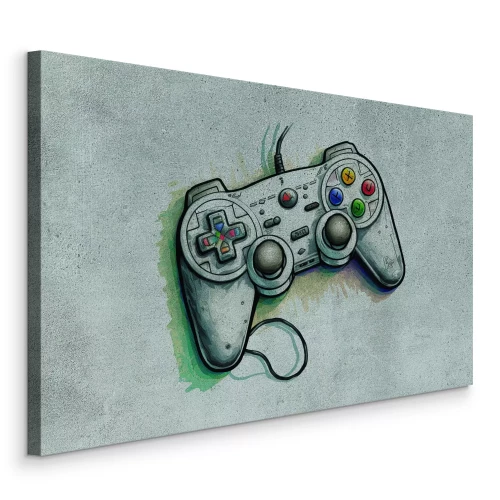 Canvas Een minimalistische gamepad op een grijze achtergrond