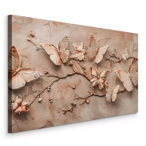 Canvas Vlinders met diepte-effect op een betonnen oppervlak
