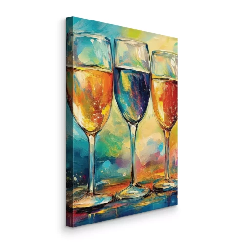 Canvas Een subtiel aquarelschilderij van champagneglazen