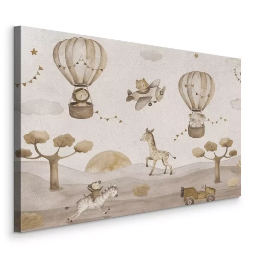 Canvas Een sprookjesachtig tafereel van ballondieren en herfstbomen