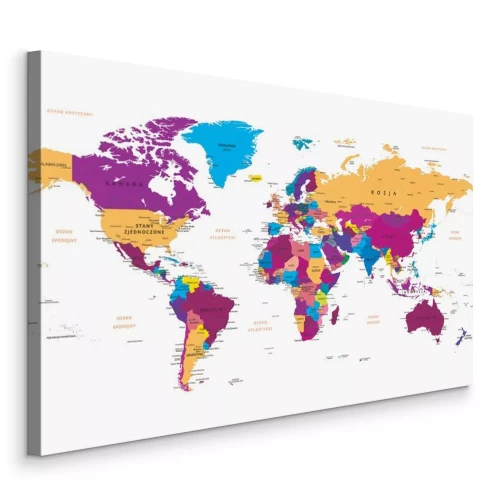 Canvas Levendige en gedetailleerde politieke kaart