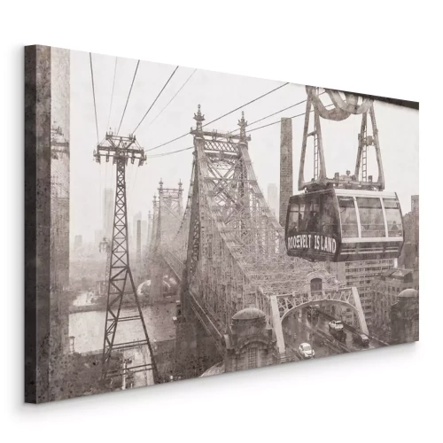 Canvas Een spoorwegviaduct in monochroom