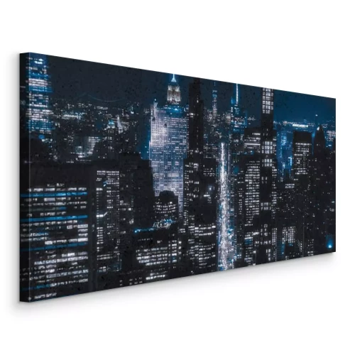Canvas De nachtelijke lichten van een bruisende metropool