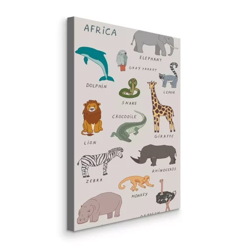 Canvas Kleurrijke illustraties van exotische dieren