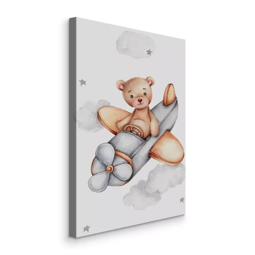 Canvas Teddybeerpiloot zweeft tussen de zachte wolken