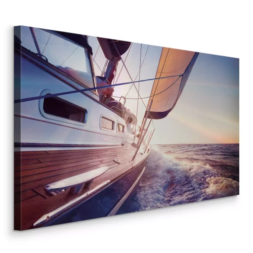 Canvas Avondcruise op een zeiljacht op kalm water