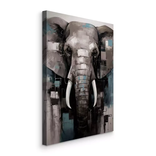 Canvas Een opvallend portret van een olifant in een abstracte vorm
