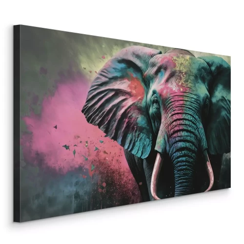 Canvas Kleurrijk aquarelportret van een olifant