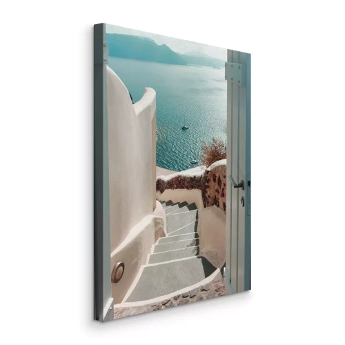 Canvas Het pittoreske Griekse eiland Santorini en de blauwe zee