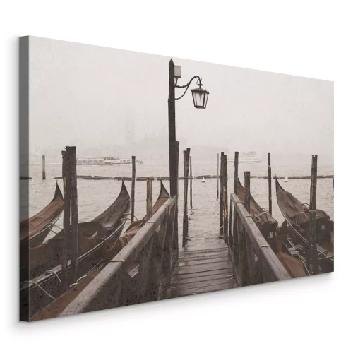 Canvas Romantisch uitzicht op Venetiaanse gondels op het kanaal