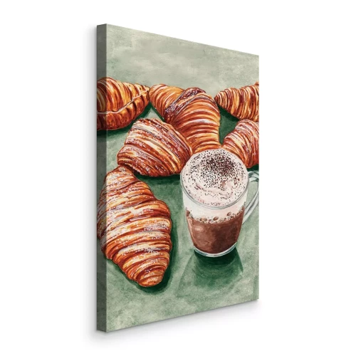 Canvas Verse croissants geserveerd met chocolade
