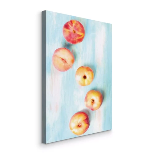 Canvas Sappige rijpe perziken op tafel