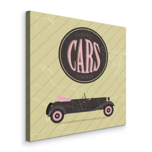Canvas Vintage auto met typografie