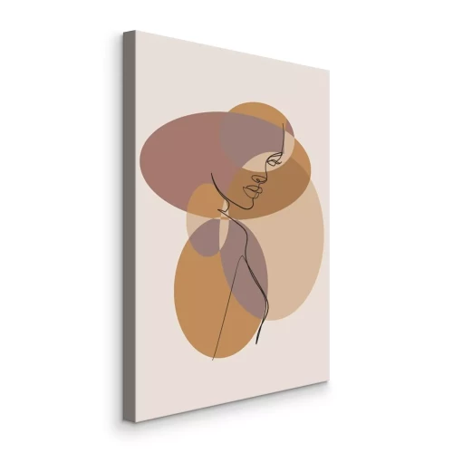 Canvas Artistieke illustratie van een vrouw tegen een achtergrond van cirkels