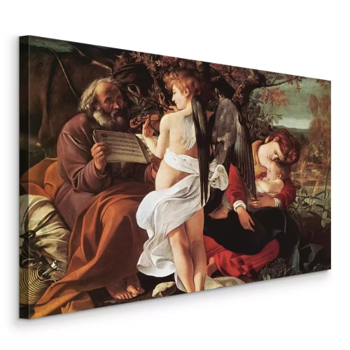 Canvas Een sfeervolle scène met een engel die viool speelt in de tuin