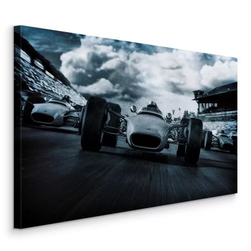 Canvas Retro-auto&#39;s op het racecircuit
