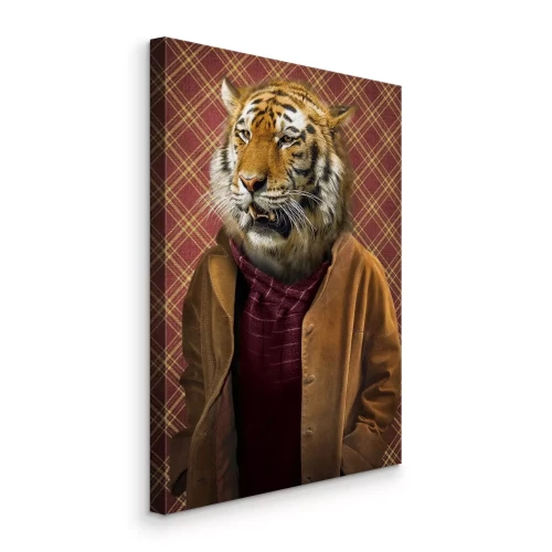 Canvas Een fantasiefiguur van een man met een tijgerkop