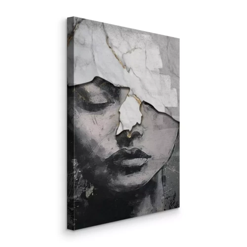 Canvas Een vrouwengezicht in een abstracte marmertextuur