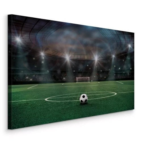 Canvas De bal op de middenlijn van het stadion