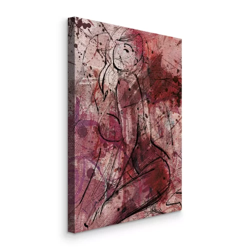 Canvas Abstract portret van een vrouw met accenten