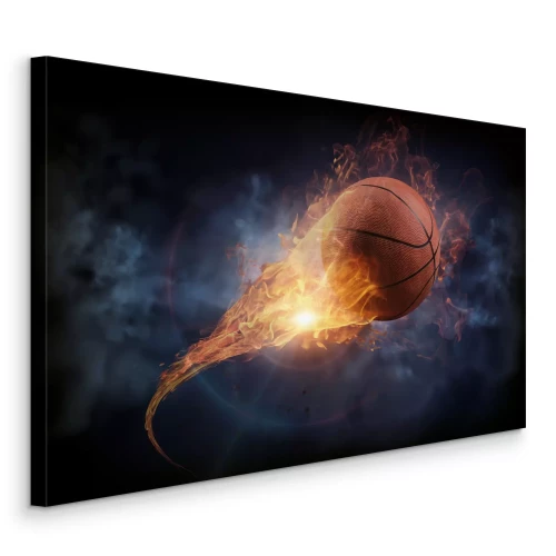 Canvas Vurige basketbal in het donker