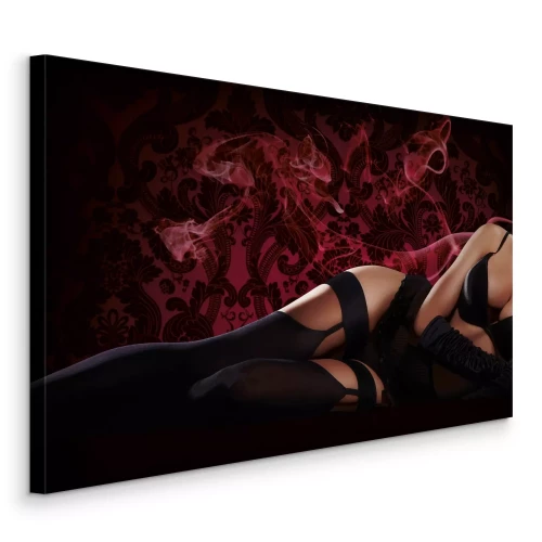 Canvas Sfeervolle foto van het silhouet van een vrouw