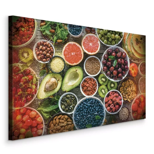 Canvas Verschillende vruchten tussen zaden