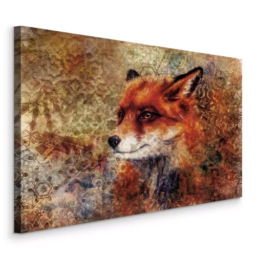 Canvas Een rood dier tussen oosterse patronen