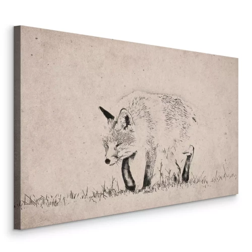 Canvas Minimalistische tekening van een vos