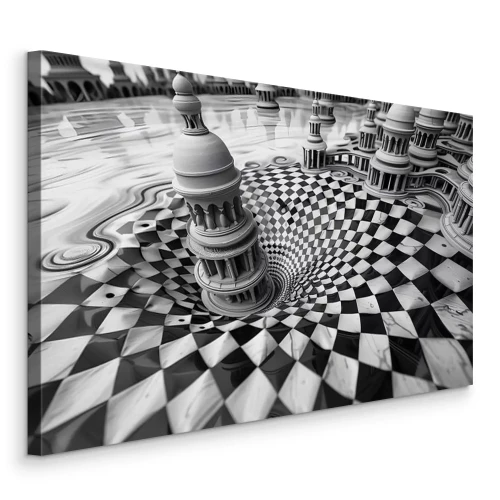 Canvas Architectuur die in de zwart-witte afgrond valt