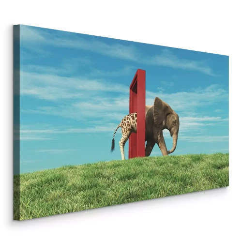 Canvas Abstracte grens tussen olifant en giraffe
