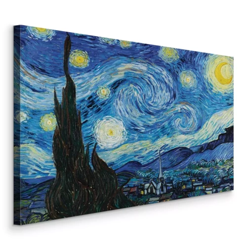 Canvas Een schilderachtig stadje in het maanlicht