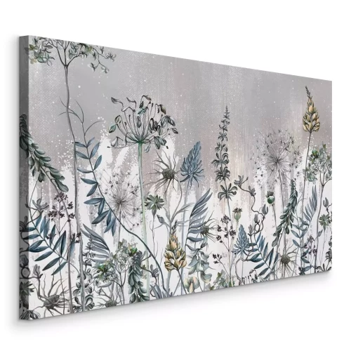 Canvas Een schilderachtig landschap met weelderige veldvegetatie