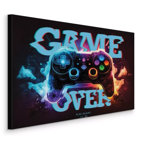 Canvas Een gamepad versierd met levendige neonaccenten