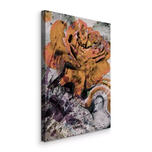 Canvas Romantische oranje rozenbloemen in aquarel