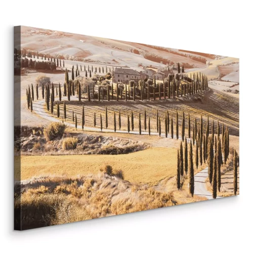 Canvas De groene heuvels van Toscane bedekt met weelderige vegetatie